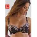 Bügel-BH LASCANA "Wanda", Damen, Gr. 75, Cup C, rosa (schwarz, rose), Spitze, Obermaterial: 82% Polyamid, 12% Polyester, 6% Elasthan, sexy, BHs, mit Zierschnürung und Stickerei Spitze, Dessous