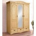 Schiebetürenschrank HOME AFFAIRE "Konrad, Landhausstil, rustikal, mit Schubladen + Spiegel, Kassetten", beige (natur), B:153cm H:207cm T:64cm, Massivholz, Glas, Schränke, massive Kiefer, FSC-zertifiziert, Messinggriffe, mehrere Varianten