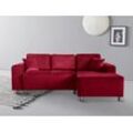 Ecksofa "Györ", rot, B:235cm H:88cm T:160cm, Microfaser (100% Polyester), Luxus-Microfaser Lederoptik (100% Polyester), Struktur (100% Polyester), Samtoptik (100% Polyester), Struktur weich (100% Polyester), GUIDO MARIA KRETSCHMER HOME & LIVING, Sofas, L-Form, wahlweise mit Bettfunktion und Bettkasten incl. 2 Zierkissen