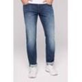 Regular-fit-Jeans CAMP DAVID Gr. 29, Länge 32, blau, Herren, Material: 81% Baumwolle, 18% Polyester, 1% Elasthan, Zusatz: Enthält nichttextile Teile tierischen Ursprungs (Badge), Jeans mit Bleaching-Effekten