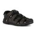 Sandale GEOX "UOMO SANDAL STRADA C", Herren, Gr. 44, braun (schwarz, braun), Lederimitat, Textil, klassisch, Schuhe, Sommerschuh, Klettschuh, Outdoorsandale, mit Lederfußbett