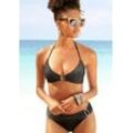 Triangel-Bikini JETTE Gr. 32, Cup A/B, schwarz, Damen, Polyamid, Bikini-Sets, mit edlen Zierringen