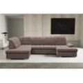 Wohnlandschaft WERK2 "Kordula-New U-Form", braun, B:332cm H:105cm T:217cm, 92% Polyester, 8% Nylon, Sofas, Sofa in U-Form mit Schlaffunktion & Bettkasten, Schlafcouch