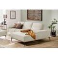 Ecksofa W.SCHILLIG "run" Sofas Gr. B/H/T: 299 cm x 88 cm x 178 cm, Longlife Xtra-Leder Z73, Recamiere rechts, mit Sitztiefenverstellung, weiß (cream white z73) mit Holzsockel, Füße in Schwarz pulverbeschichtet, Breite 299 cm