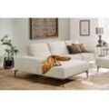 Ecksofa W.SCHILLIG "run" Sofas Gr. B/H/T: 319 cm x 88 cm x 178 cm, Longlife Xtra-Leder Z73, Recamiere links, mit Sitztiefenverstellung, weiß (cream white z73) mit Holzsockel, Füße in Schwarz pulverbeschichtet, Breite 319 cm