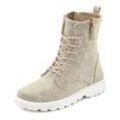 Schnürstiefelette LASCANA Gr. 36, beige Damen Schuhe zum Schnüren, modische Optik im Combat Look, Reißverschluss-Boots