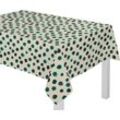 Tischdecke ADAM "Dots" Tischdecken Gr. B/L: 220 cm x 145 cm, rechteckig, grün (natur, dunkelgrün) Tischdecken nachhaltig aus Bio-Baumwolle,Made in Germany