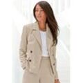 Kurzblazer LASCANA Gr. 34, beige (sand) Damen Blazer mit doppelreihigem Knopfverschluss, Damenblazer, sportlich-elegant