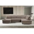 Wohnlandschaft WERK2 "Kordula-New U-Form", beige, B:332cm H:105cm T:217cm, 95% Polyester, 5% Nylon, Sofas, Sofa in U-Form mit Schlaffunktion & Bettkasten, Schlafcouch