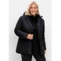 Outdoorjacke SHEEGO "Große Größen", Damen, Gr. 40, schwarz, Obermaterial: 94% Polyester, 6% Elasthan;Futter unten: 100% Polyester;Wattierung: 100% Polyester;Futter oben: 100% Polyester, unifarben, casual, figurumspielend lang, Langarm, Jacken, mit Fleecefutter, wasser- und winddicht