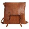 Cityrucksack X-ZONE Gr. B/H/T: 35cm x 31cm x 15cm, braun (cognac), Rindsleder, Leder, Retro, Rucksäcke, echt Leder