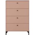 Kommode SCHILDMEYER "Smash, Breite 40 oder 80 cm", rot (apricot), B:80,1cm H:116,7cm T:40,0cm, FSC-zertifizierter Holzwerkstoff, Sideboards, 4 Schubladen mit Teilauszug und Metallbeschlägen