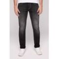 Regular-fit-Jeans CAMP DAVID, Herren, Gr. 29, Länge 30, schwarz, Material: 68% Baumwolle, 16% Polyester, 14% Lyocell, 2% Elasthan, Zusatz: Enthält nichttextile Teile tierischen Ursprungs (Badge), Abriebeffekte, casual, regular fit, Jeans, mit Bleaching-Effekten