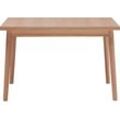 Esstisch HAMMEL FURNITURE "Basic Single, schnell innenliegende Einlegeplatten ausziehbar", beige (naturfarben), B:120cm H:76cm T:80cm, Tischplatte: Eiche Melamin mit weiß pigmentierter Eichenkante (Mattlack), Gestell: Eiche massiv weiß pigmentiert, Tische, 120(220)x80 cm, Melamin / Massivholz, stabiler dänische Design Tisch