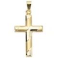 Kreuz-Anhänger JOBO "Anhänger Kreuz", gold (gelbgold 333), Schmuckanhänger, Damen, Gelbgold 333, 333 Gold diamantiert