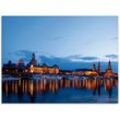 Glasbild ARTLAND "Dresden Silhouette blaue Stunde" Bilder Gr. B/H: 80 cm x 60 cm, Glasbild Deutschland Querformat, 1 St., blau Glasbilder in verschiedenen Größen