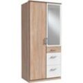 Kleiderschrank WIMEX "Click", weiß (struktureichefarben hell, weiß), B:90cm H:199cm T:58cm, Schränke, Drehtürenschrank Kleiderschrank, mit Spiegel