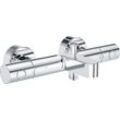 Wannenarmatur GROHE "Precision Get" Armaturen Gr. B/H/T: 29,8 cm x 7 cm x 10,7 cm, Thermostat-Wannenbatterie, grau (chromfarben) mit Wassersparfunktion