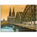 Leinwandbild ARTLAND "Kölner Dom mit Hohenzollernbrücke" Bilder Gr. B/H: 80 cm x 60 cm, Leinwandbild Deutschland Querformat, 1 St., braun auf Keilrahmen gespannt