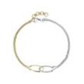 Goldarmband JOBO Armbänder Gr. Gelbgold 585-Weißgold 585-Diamanten, gelb (gelbgold 585) Damen 2-reihig 585 Gold bicolor mit 18 Diamanten 19,5 cm