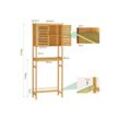 MSMASK Badregal Toilettenregal Bambus mit Schrank,Waschmaschinenschrank, Überbau Badezimmer Regal, Toilettenschrank, 64 x 26 x 168 cm, beige