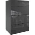 Schubkastenkommode WIMEX "Level36 black C by fresh to go", grau (graphit, glas grau), B:54cm H:84cm T:41cm, Spanplatte, Sideboards, mit Glaselementen auf der Front, soft-close Funktion, 54cm breit