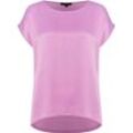 MORE & T-Shirt, Kappärmel, Satin-Optik, für Damen, lila, 46