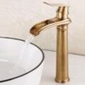 Modern Wasserhahn Bad Wasserfall Waschtischarmatur Hoch Badarmatur Armatur Badezimmer mit 3/8 Zoll Schläuche Bronze