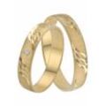 Trauring FIRETTI "Schmuck Geschenk Gold 375 Hochzeit Ehering "LIEBE" Welle" Fingerringe Gr. 16,5, 0,01 ct SI = kleine Einschlüsse mit Brillant, Gelbgold 375, 4 mm, gelb (gelbgoldfarben) Trauringe Made in Germany, wahlweise mit oder ohne Brillant