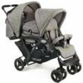 Geschwisterwagen CHIC4BABY "Duo, jeans grey", Baby, grau (jeans grau), Kinderwagen, mit herausnehmbarer Tragetasche; Kinderwagen