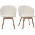 Skandinavische Stühle aus Stoff mit Wolleffekt und massivem Buchenholz (2er-Set) VANITY