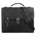 Aktentasche BODENSCHATZ Gr. B/H/T: 36cm x 32cm x 9cm onesize, schwarz, Damen, Leder, Strukturmuster, Taschen, echt Leder