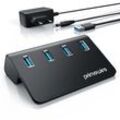 Primewire USB 3.2 Gen2 Hub, 4 Port Aktiver Verteiler mit Netzteil, 10 Gbit/s