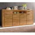 Sideboard HOME AFFAIRE "Zara" Sideboards Gr. B/H/T: 200 cm x 95 cm x 40 cm, Holzwerkstoff eichefarben (Korpus) / Massivholz Eiche (Front), braun (eiche teilmassiv) Breite 200 cm