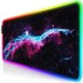 Titanwolf RGB Gaming Mauspad, Mousepad XL 800 x 300mm verbessert Präzision & Geschwindigkeit, Galaxie Blau