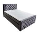 riess-ambiente Boxspringbett PROVOCATEUR - 140x200cm dunkelgrau Samt Topper Matratze