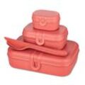 Koziol - Pascal Ready Lunchbox-Set mit Klikk Besteck, nature coral