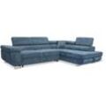 Ecksofa Aller L-form Schlafsofa in Blau Cord Eckcouch mit Schlaffunktion und Bettkasten, Rechts Ottomane