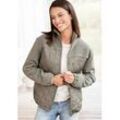 Fleecejacke LASCANA, Damen, Gr. 44/46, grün (khaki), Obermaterial: 100% Polyester. Obermaterial 2: 100% Polyester. Futter: 100% Polyester. Wattierung: 100% Polyester, casual, bequem, Jacken, mit Steppung