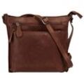 Umhängetasche CLUTY, Damen, Gr. B/H/T: 24cm x 22cm x 7cm onesize, braun (cognac), Leder, vintage, Taschen, echt Leder