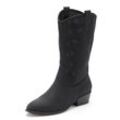 Westernstiefel LASCANA, Damen, Gr. 36, schwarz, Obermaterial: 100% Textilmaterial. Futter: 100% Lederimitat. Decksohle: 100% Lederimitat. Laufsohle: 100% Synthetik, unifarben, modisch, Schuhe Cowboystiefel Schlupfstiefel Sommerstiefel, Sommer Boots, Ankle Stiefelette, Schlupfstiefel, Cowboy-Look, Cut-Outs