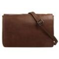 Umhängetasche CLUTY, Damen, Gr. B/H/T: 27cm x 19cm x 8cm onesize, braun (cognac), Leder, unifarben, Taschen, echt Leder