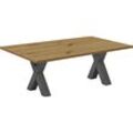 Couchtisch MÄUSBACHER, braun (asteiche, graphit), Tische, B/H/T: 140cm x 47cm x 70cm, 140cm Tischplatte Couchtisch Eckige Couchtische Holz-Couchtische X-Gestell