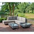 Gartenlounge-Set GARDEN PLEASURE "Lounge-Eckgruppe »CADIZ«" Sitzmöbel-Sets grau natur, schwarz Outdoor Möbel 2 Sofas, Tisch LxB: 110x55 cm