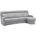 Ecksofa VILLA BECK "Varese L-Form", silber (32 silber), B:256cm H:99cm T:83cm, Flachgewebe 96, 6 Polyester, 3, 4% Polyamid, Microfaser 100% Polyester, Sofas, Kopfteilverstellung, wahlweise mit Sitzvorzug, in Sitzhöhe 46 cm