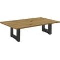 Couchtisch MÄUSBACHER, schwarz (schwarzstahl, asteiche, schwarzstahl, asteiche), Tische, B/H/T: 140cm x 47cm x 70cm, 140cm Tischplatte Couchtisch Eckige Couchtische Holz-Couchtische U-Gestell