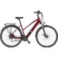 E-Bike TELEFUNKEN "Expedition XC940" E-Bikes Gr. 50 cm, 28 Zoll (71,12 cm), rot (weinrot) Trekking Elektrofahrrad, Damen, 28 Zoll, 36 V 417,6 Wh Akku, Pedelec