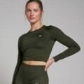 MP Damen Shape Nahtloses Langarm-Crop-Top – Waldgrün - XS