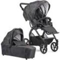 Kombi-Kinderwagen GESSLEIN "FX4 Soft+ mit Aufsatz Classic schwarz/schwarz, schwarzgrau", Baby, schwarz (schwarzgrau), Kinderwagen, mit Babywanne Cx3 und Babyschalenadapter