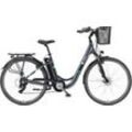 E-Bike TELEFUNKEN "Multitalent RC822" E-Bikes Gr. 48 cm, 28 Zoll (71,12 cm), grau (anthrazit) City Elektrofahrrad, Damen Herren, 28 Zoll, 36 V 374 Wh Akku, Pedelec